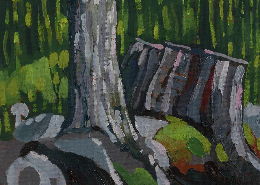 Spring Painting - Mossy Pioneer Stump by Phil Chadwick