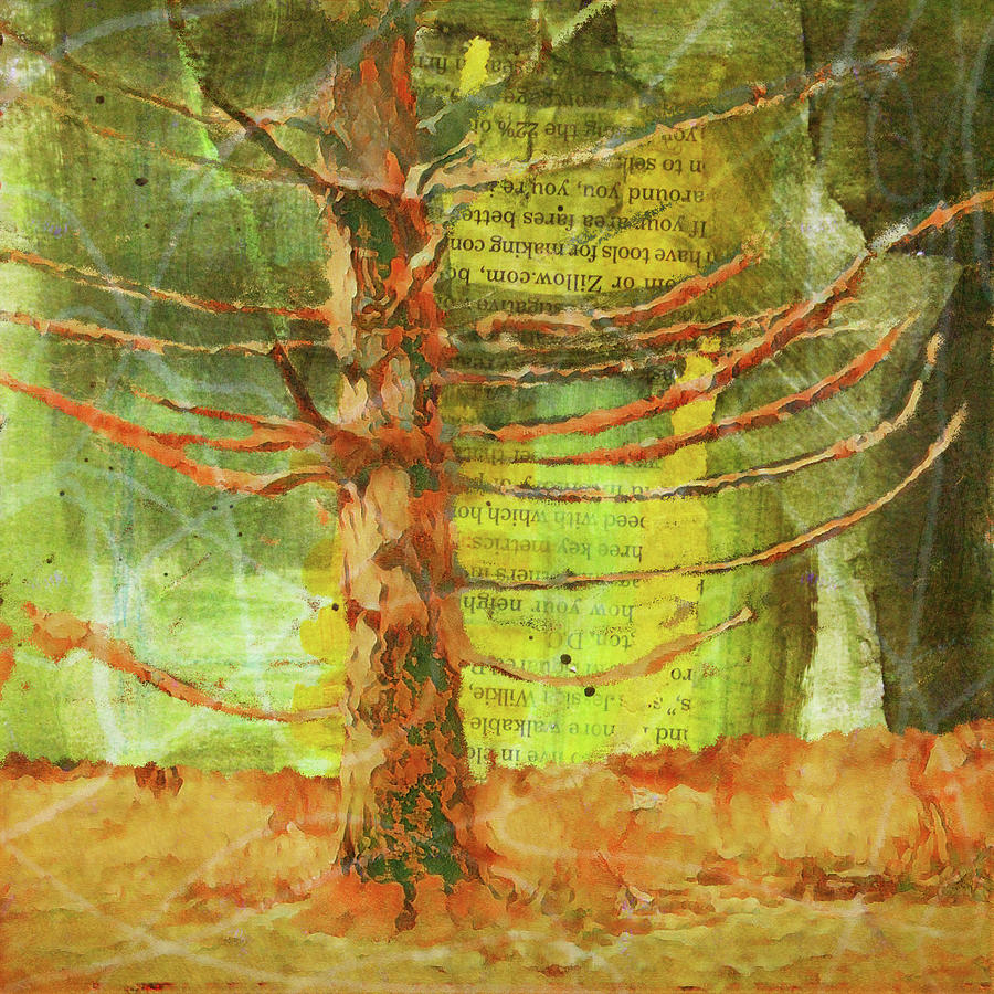 Mossy Tree 2 Mixed Media by Nancy Merkle