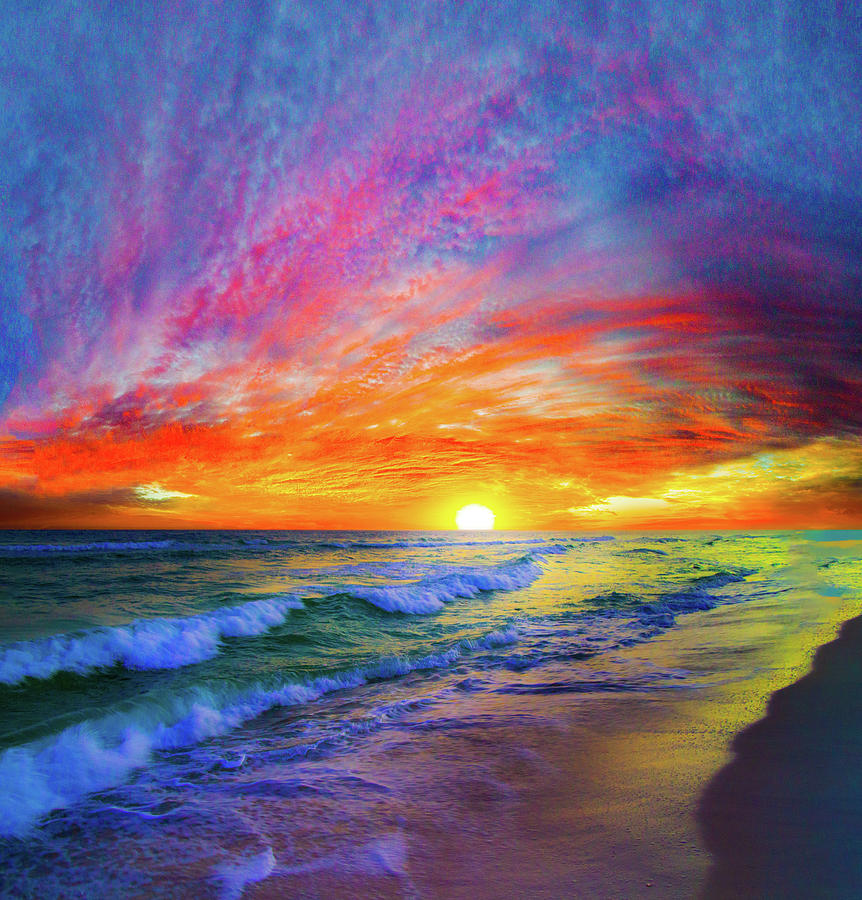 Most Amazing Beautiful Red Purple Ocean Sunset Photograph By Eszra