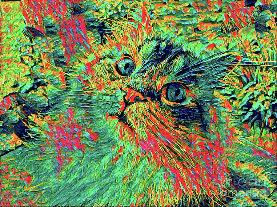 Cat Mixed Media - Most Colorful Cat by dep Arts Cat Mixed Media - Most Colorful Cat by dep Arts