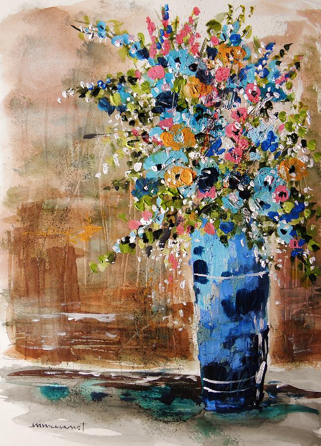 Mostly Blue Flowers Painting by John Williams