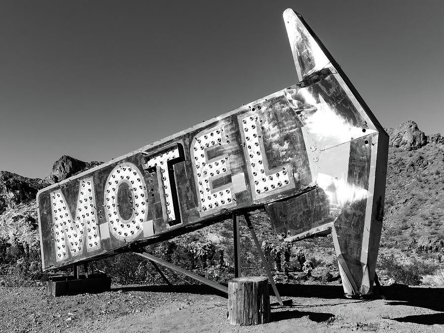 Motel Sign Black and White Photograph by James Marvin Phelps