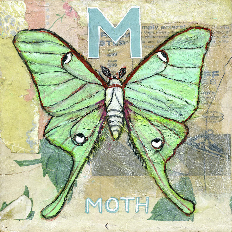 Luna Moth Lepidoptera Mixed Media by Blenda Studio