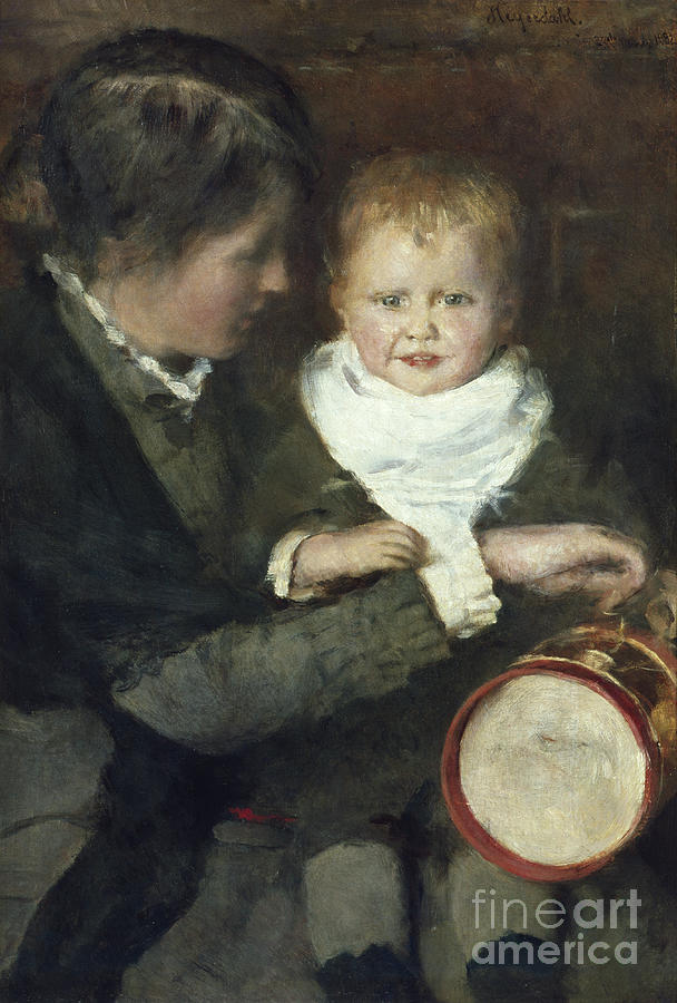 Mother and child, 1882 Painting by O Vaering by Hans Heyerdahl