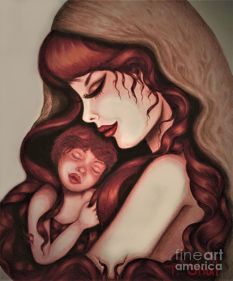 Mother and Child 2 Drawing by Tara Shalton