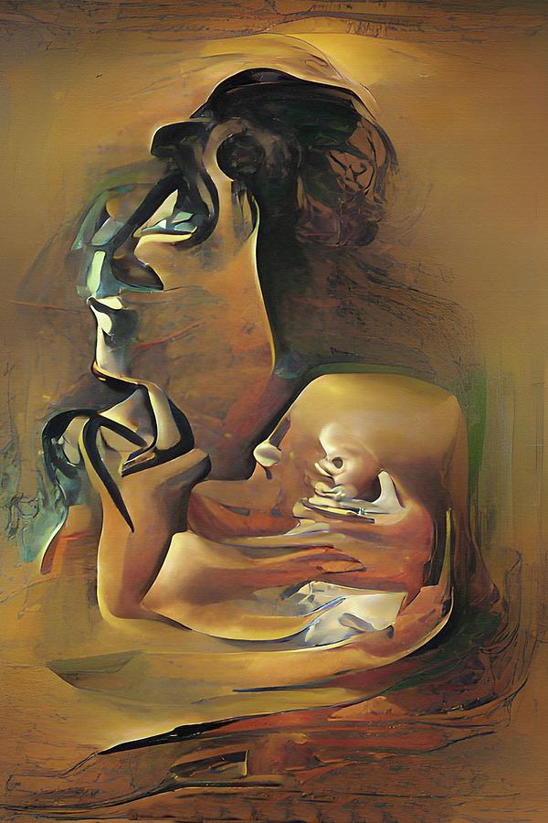 Abstract Mixed Media - Mother and Child Abstract by Movie Poster Prints