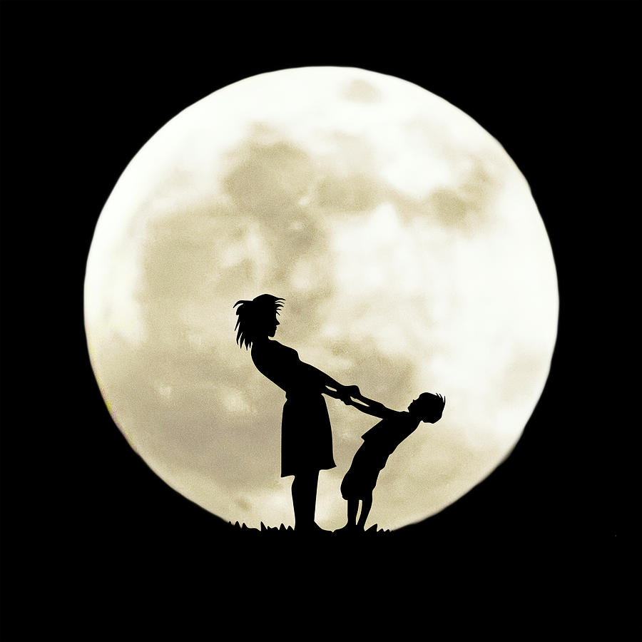 Mother and Child Against the Moon Digital Art by John Haldane - Fine ...