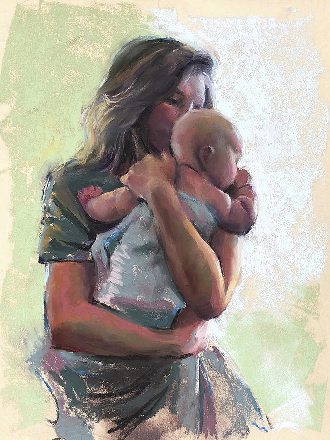 Mother and Child Pastel by Anna Rose Bain