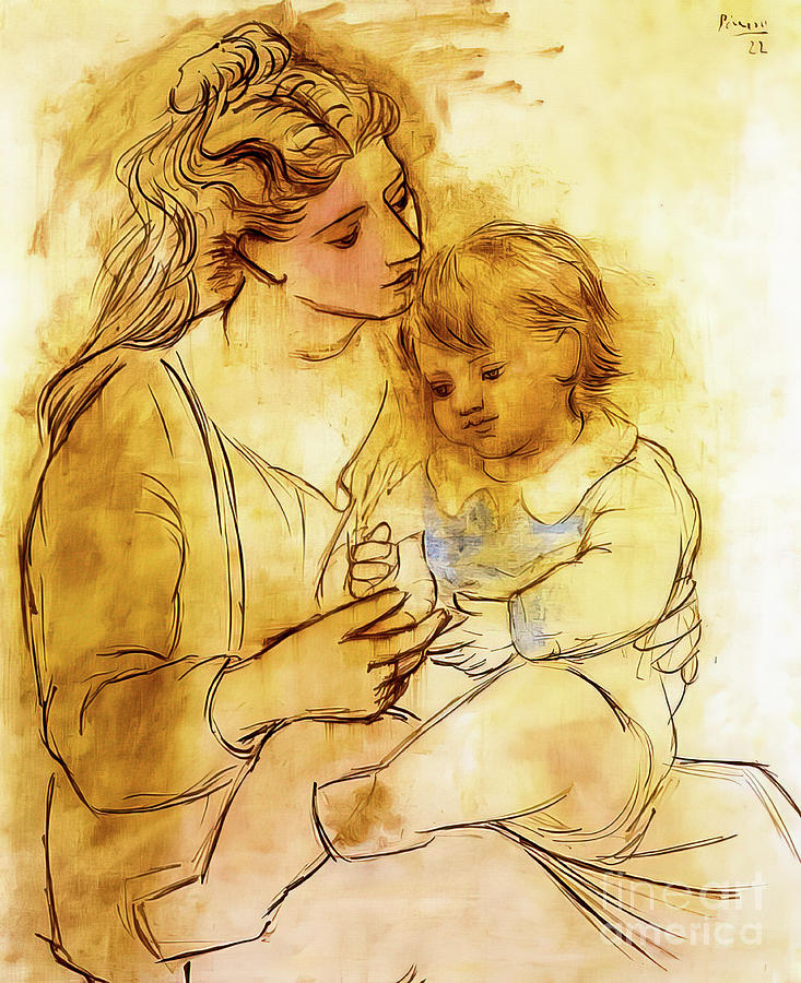 Mother and Child by Pablo Picasso 1922 Drawing by Pablo Picasso