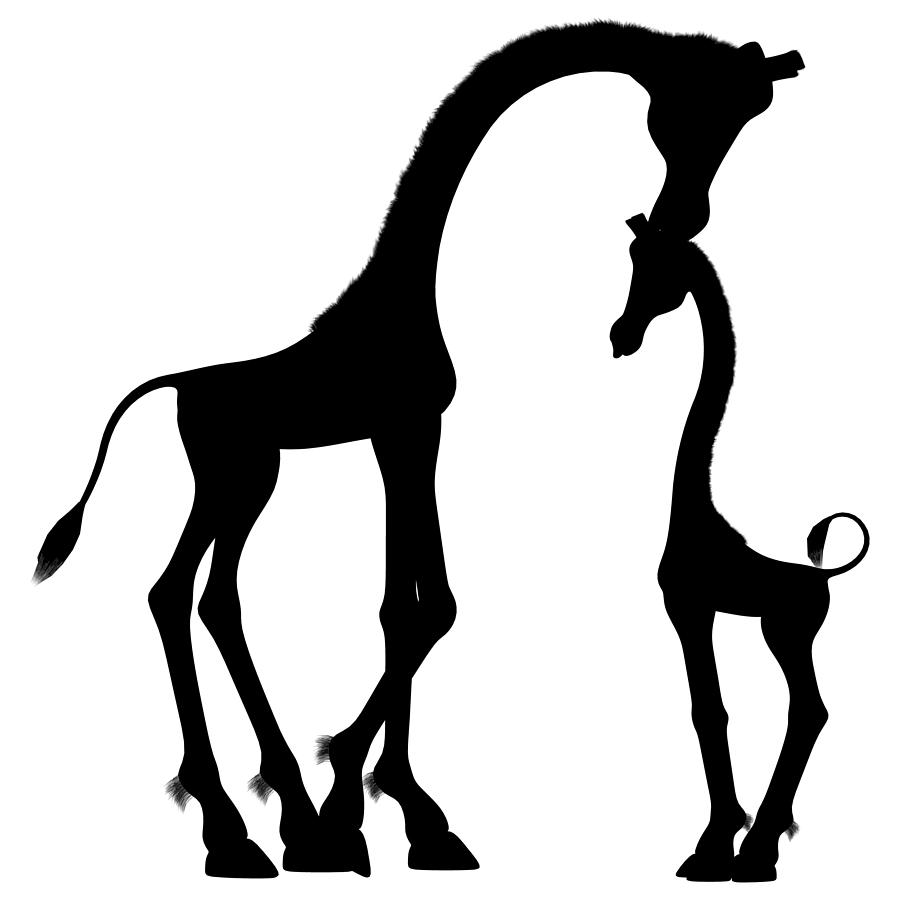 Mother And Child Giraffe Silhouette Digital Art by Ahmed El bidaoui ...