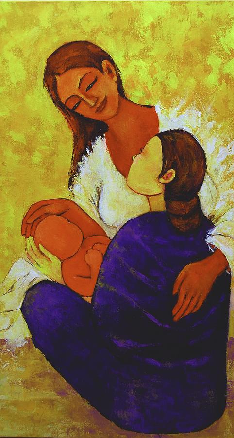 Mother And Child Painting by Manjula Prabhakaran Dubey