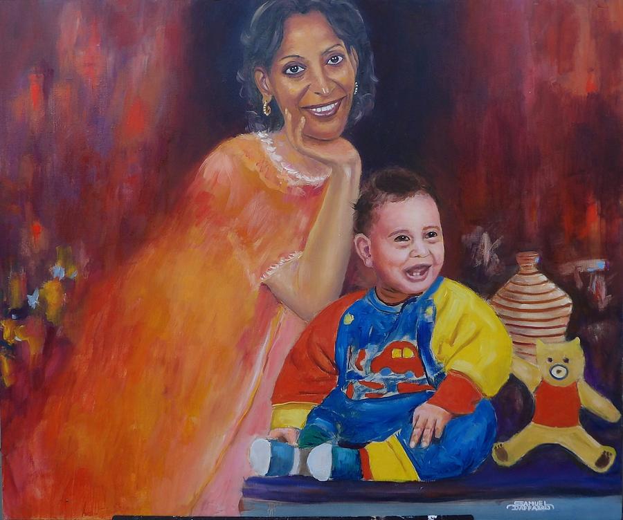 Mother and Child Painting by Samuel Daffa