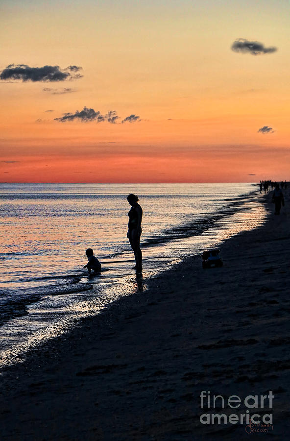 Mother and Child Sanibel Sunset Photograph by Jeff Breiman