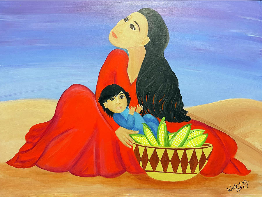 Mother and Corn Painting by Christina Wedberg