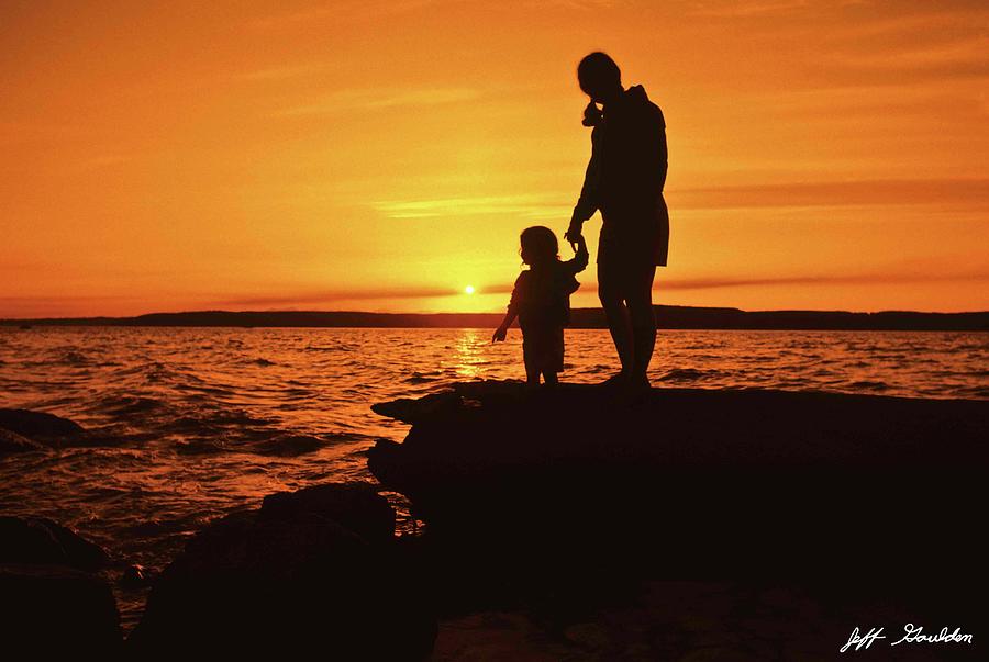 Mother and Daughter, Sunset Silhouette Photograph by Jeff Goulden