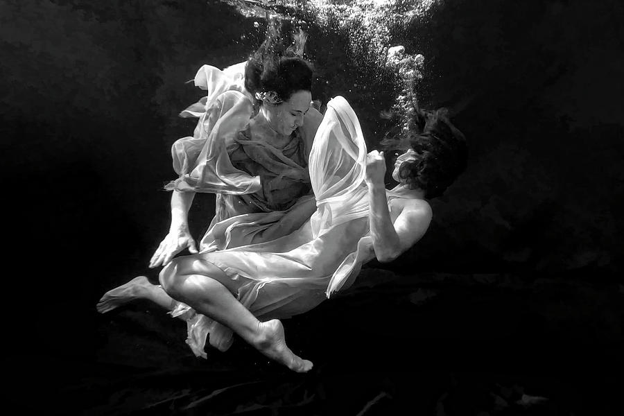 Mother And Daughter Underwater Photograph