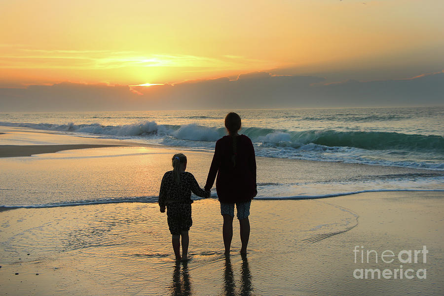 Mother and Daughter Watch the Sunrise 1997 Photograph by Jack Schultz