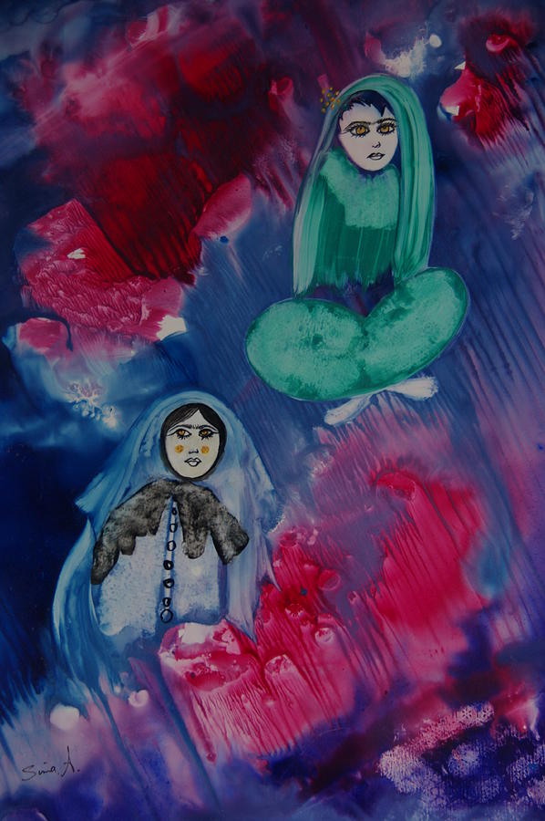 Mother and her child Painting by Sima Amid Wewetzer
