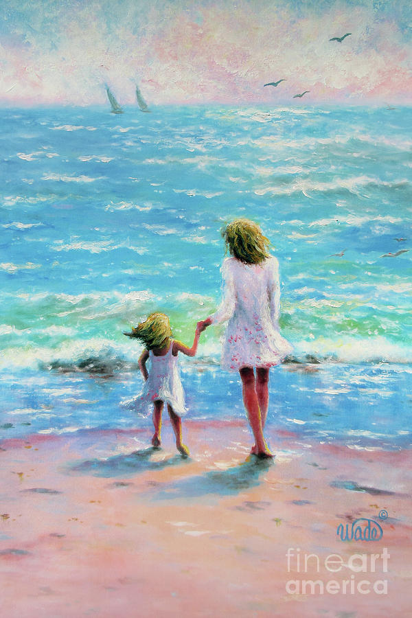Mother Daughter Beach Blondes Painting by Vickie Wade