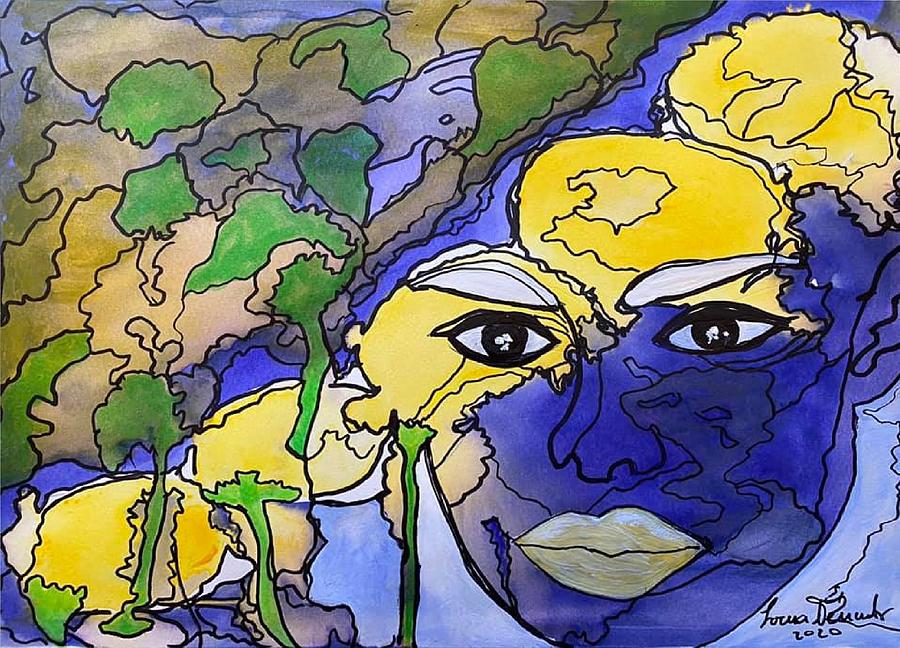 Mother Earth Healing Painting by Lorena Fernandez