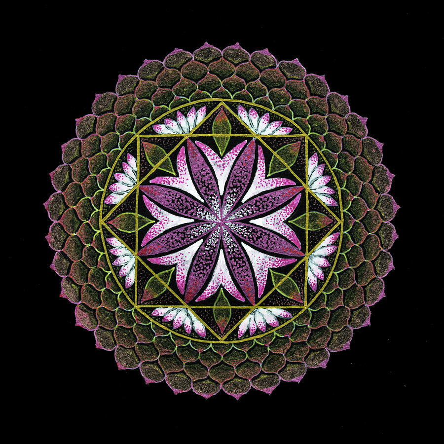 Geometric Mandala Painting - Mother - fine art prints by Keiko Katsuta