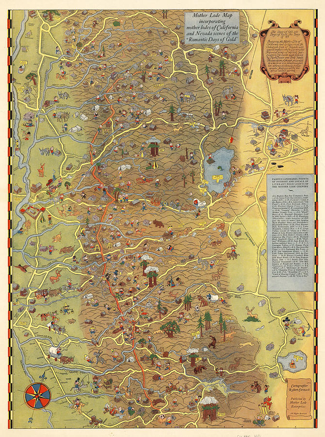 Mother Lode map - incorporating mother lodes of California and Nevada ...