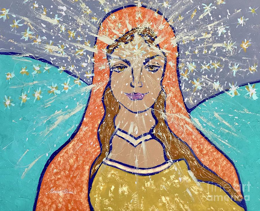 Mother Mary courage and protection Painting by Monica Elena