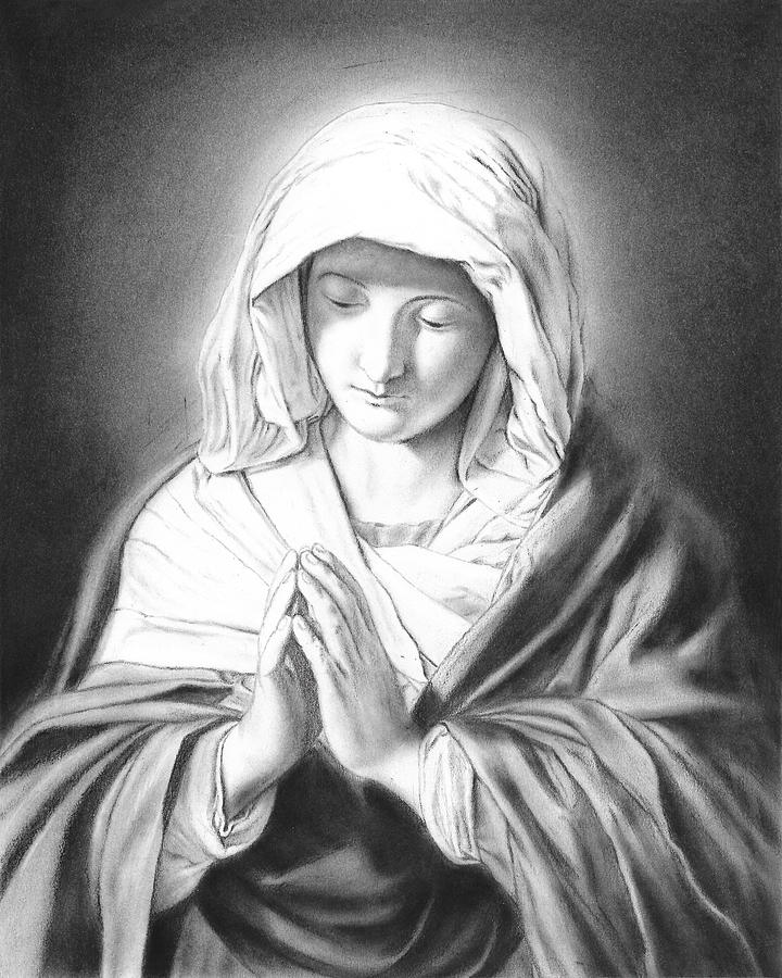 Mother Mary Drawing by Ust Art - Fine Art America