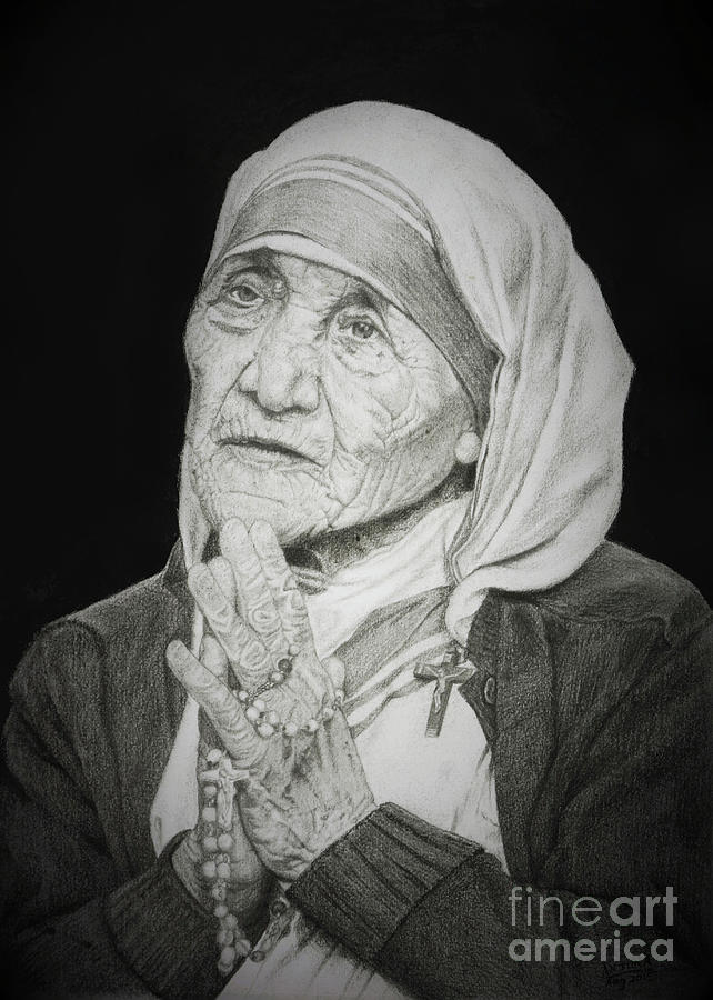 Mother Teresa Drawing - Mother Teresa 1 by Anjuna Sainath