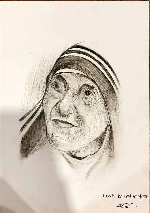 Mother Teresa Drawing by Yuva Rani - Fine Art America