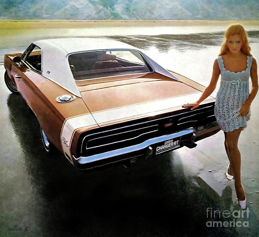 Steve Mcqueen Painting - Mother warned me, Dodge Charger, Print Ad original Painting  by Thomas Pollart