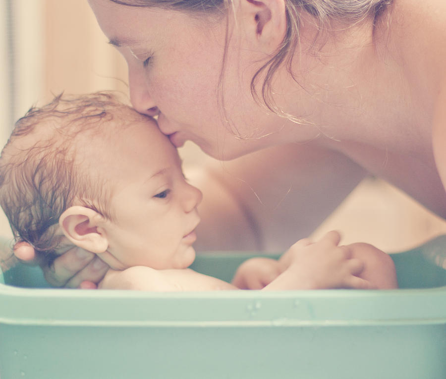Mother with baby in bathtub Photograph by Amor y Casualidad Fotografía