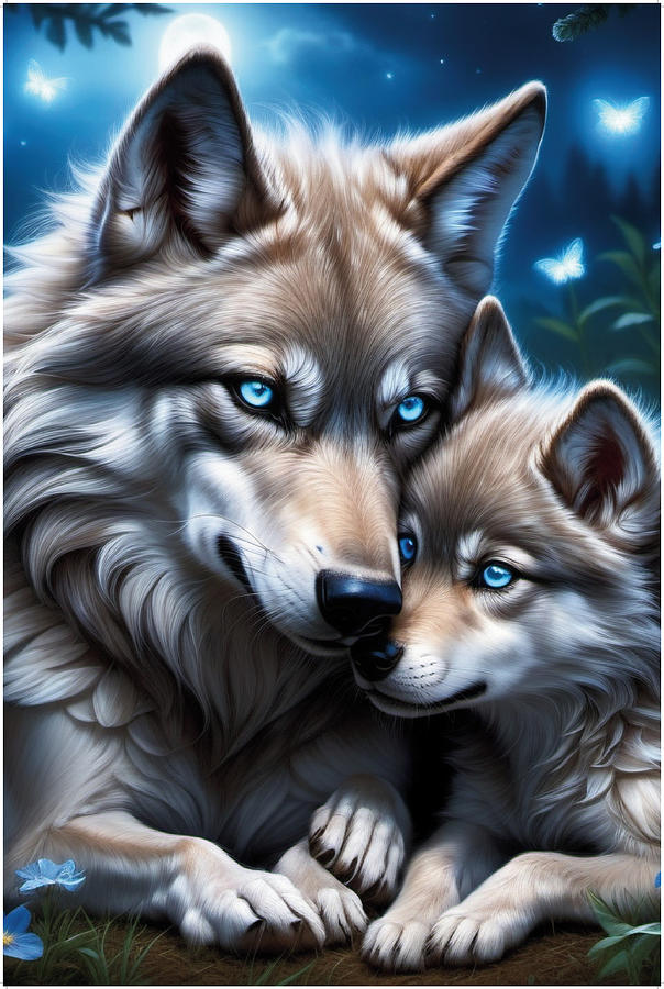 Mother Wolf and Pup Digital Art by Eve Designs - Fine Art America