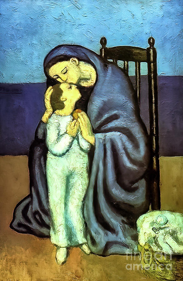 Motherhood by Pablo Picasso 1901 Painting by Pablo Picasso