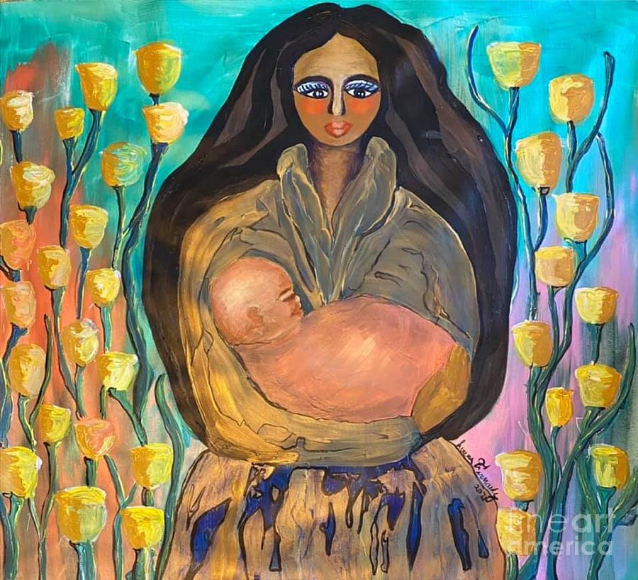Mothering Painting by Lorena Fernandez