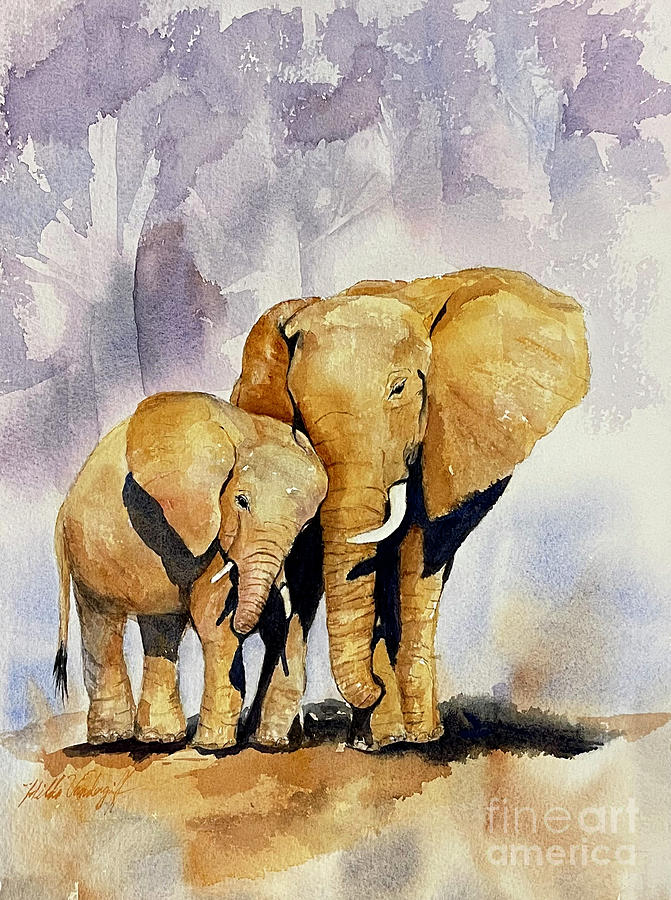Motherly Love Elephants Painting