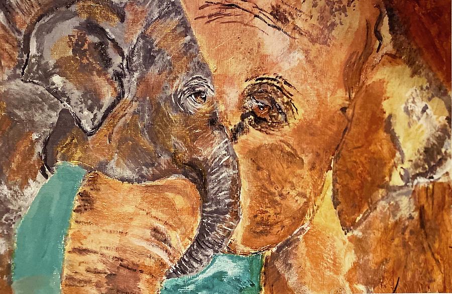 ELEPHANT Mothers Love Painting by Melody Fowler