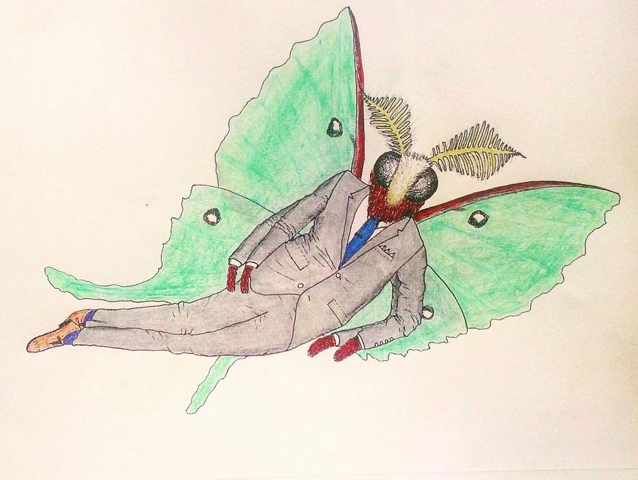 Mothman Drawing by Cezanne LossingCann Pixels