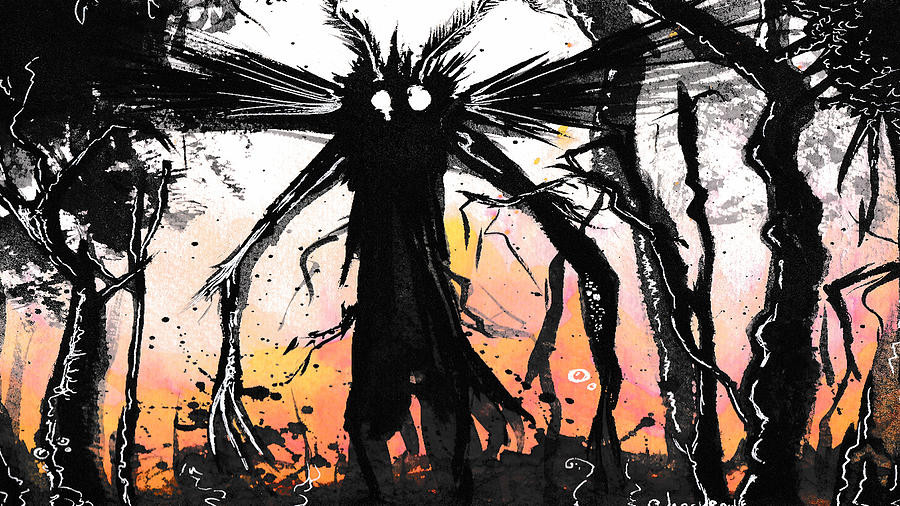 Mothman Painting Drawing by SkareKrowe - Fine Art America