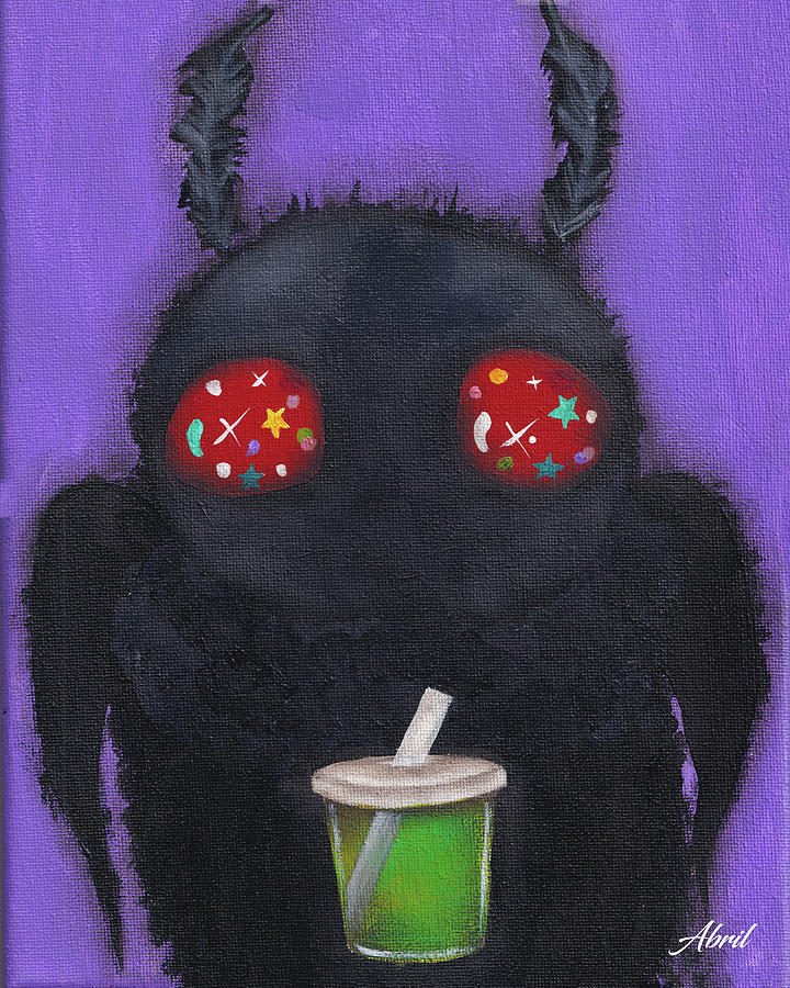 Mothman with Bubble Tea Painting by Abril Andrade