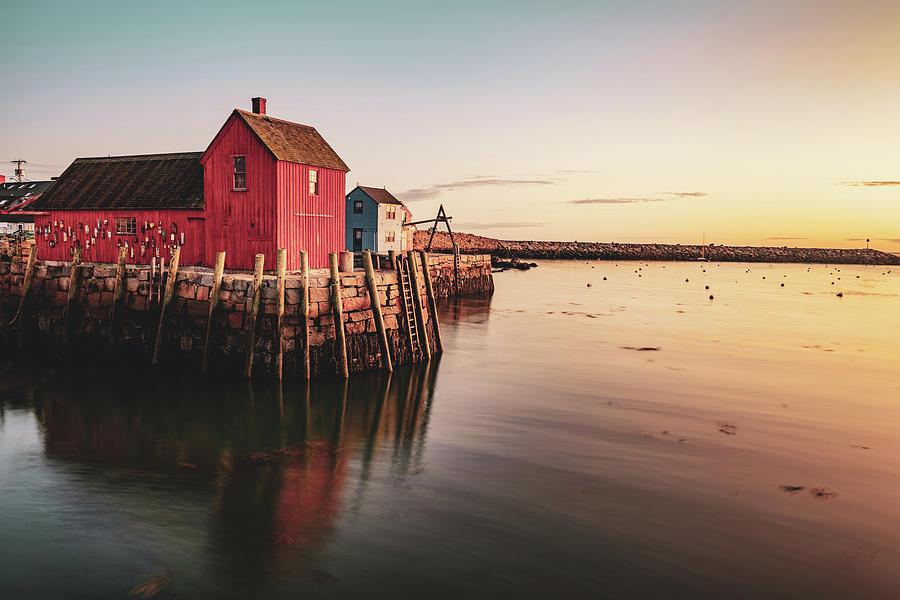 Motif 1 Photograph - Motif #1 Fishing Shack and Rockport Harbor Sunrise by Gregory Ballos