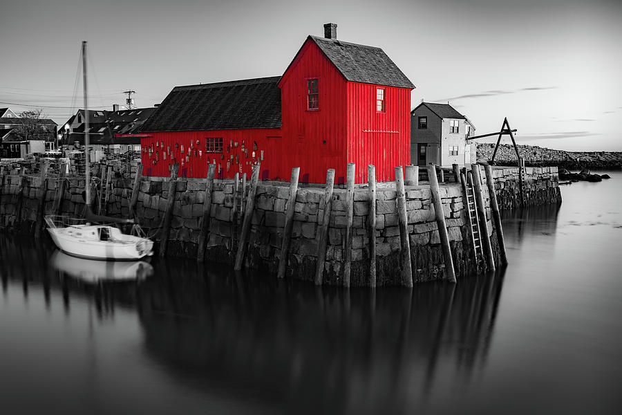 Motif #1 Little Red Shack In Selective Color - Rockport Massachusetts Photograph by Gregory Ballos
