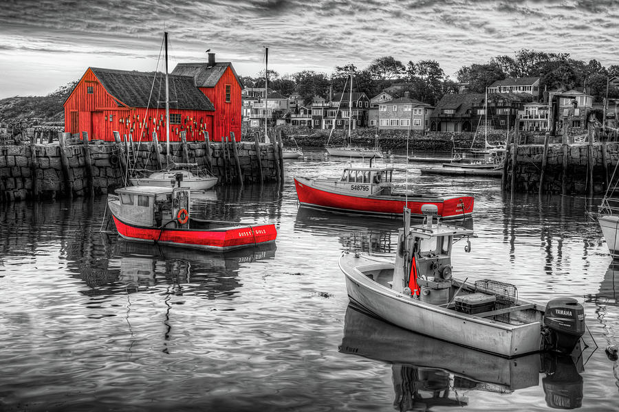 Motif #1 Selective Coloring - Rockport Massachusetts Photograph by Gregory Ballos