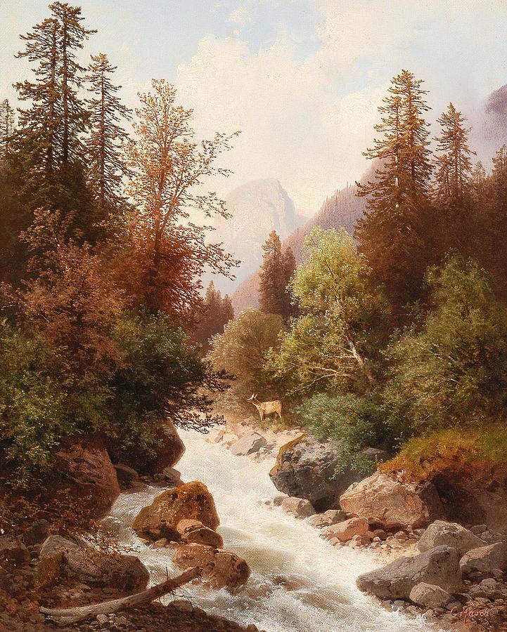 Motif Of The Ramsau Near Lofer Drawing by Carl Hasch Austrian | Fine ...