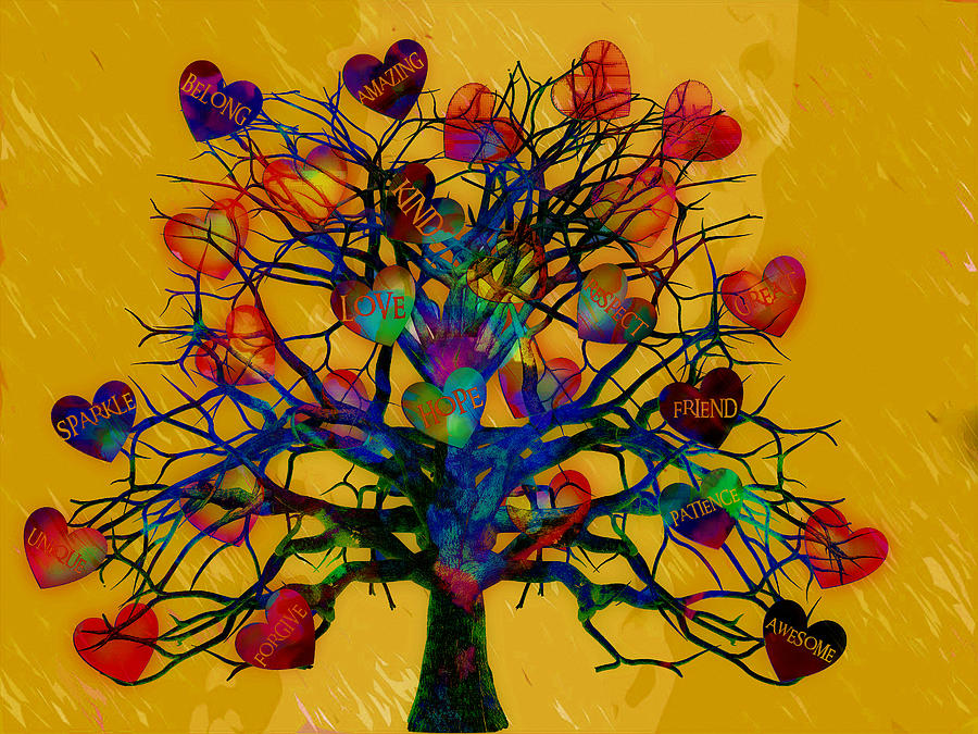 Motivational Tree Of Hope With Yellow Background Digital Art by Michelle Liebenberg