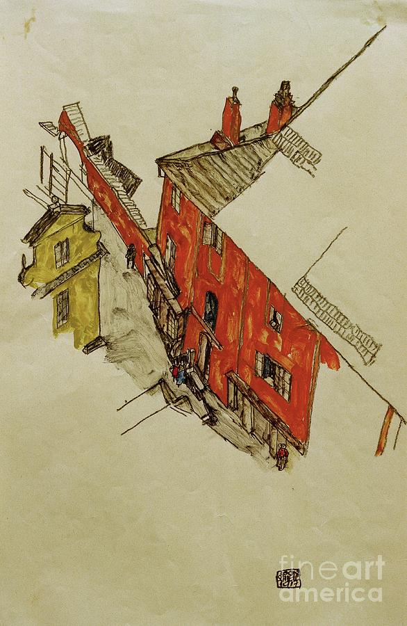 Egon Schiele Painting - Motive from Cesky Krumlov  AKG400052 by Egon Schiele