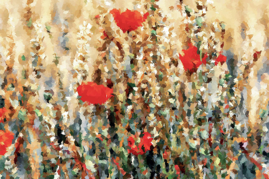 Motley Grass with Poppies Painting by Alex Mir