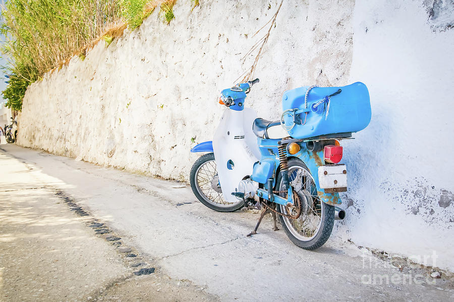 Motobike In Santorini Photograph