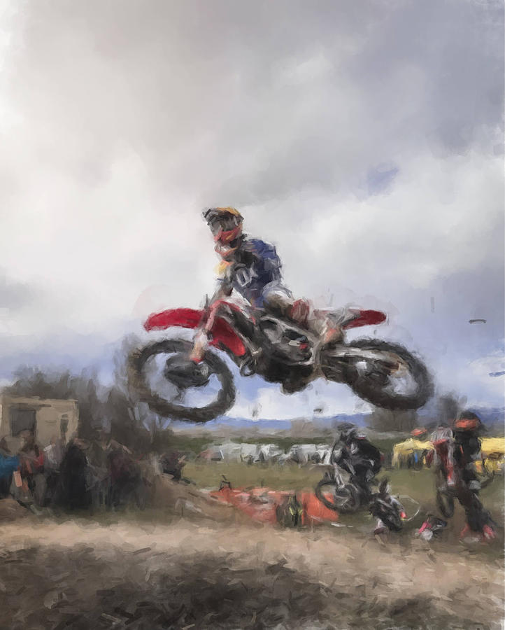 Motocross Action Painting by Gary Arnold