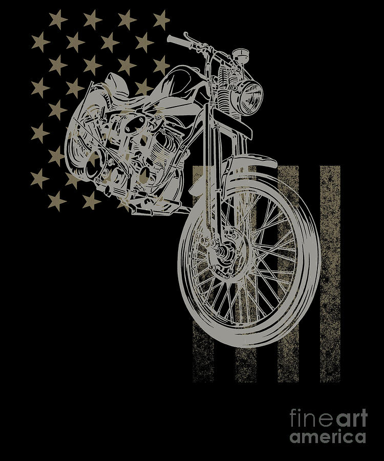 Motocross Dirt Bike American Flag Vintage Digital Art by Beth Scannell ...